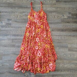 ABEL THE LABEL | Tiered Floral Ruffle Maxi Dress Tie Back | Sz. L